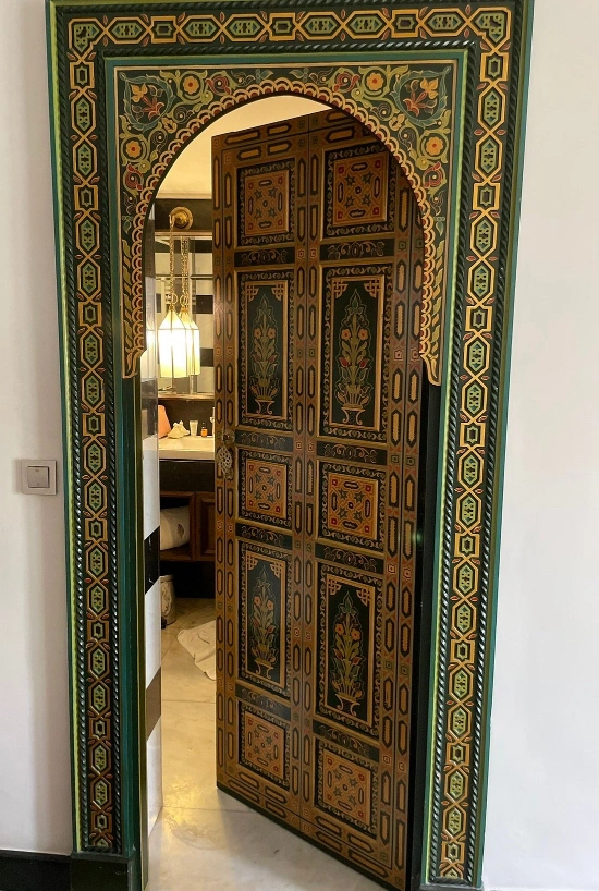 a designed door in Riad Fes Relais Chateaux