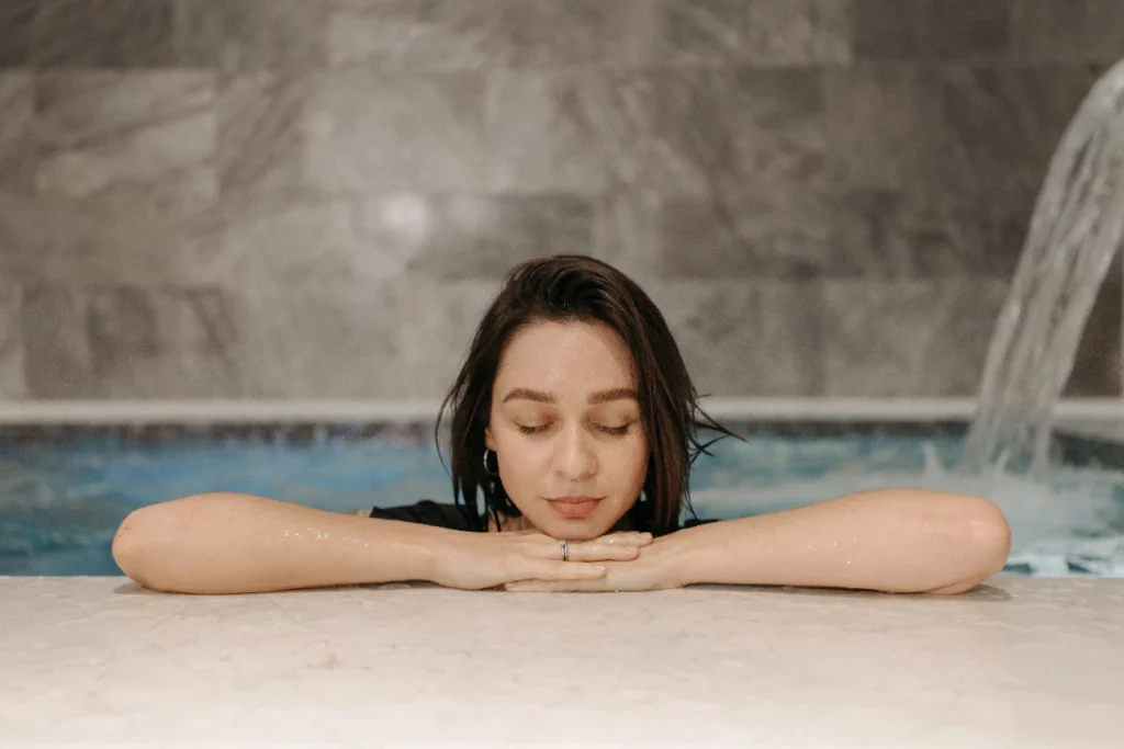 a girl relaxing in a Hammam and Spa