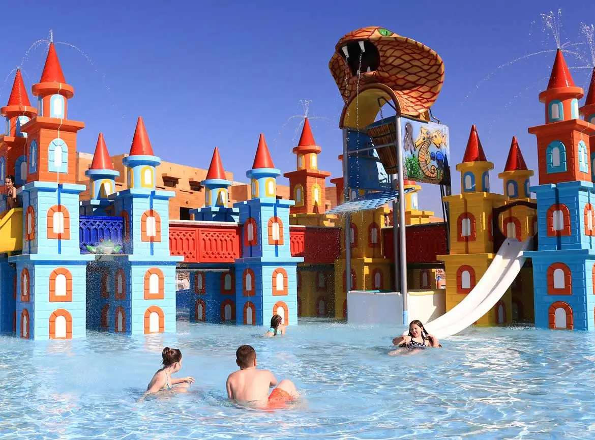 a family enjoy their time at aqua water park in Marrakech