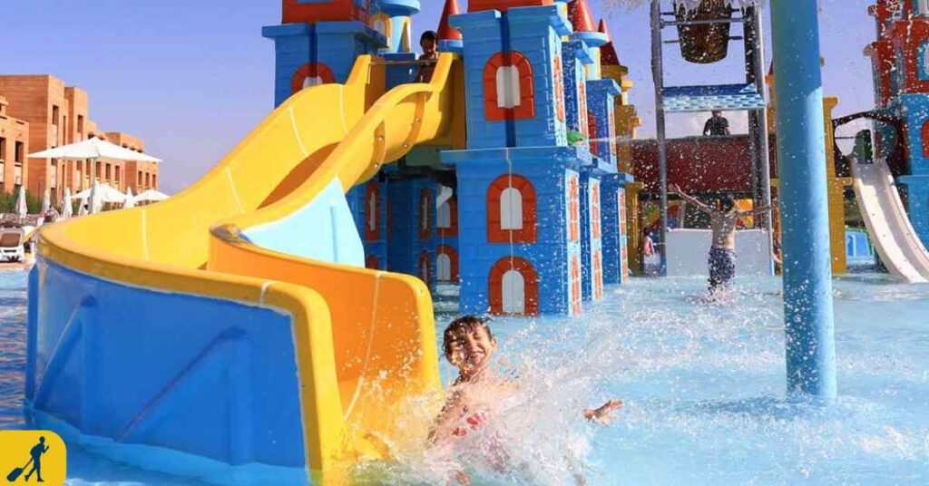 people having fun in aqua water park Marrakech
