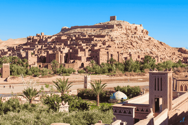 A wonderful morning view toward Kasbah Ait Ben Hadou in Ourzazate.